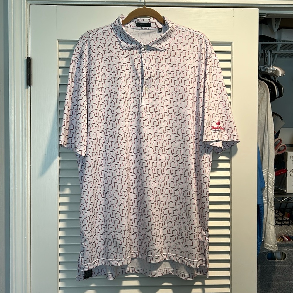 Men’s XL golf polo like new!  White with pink palm trees .